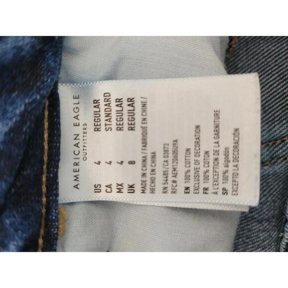 American Eagle Outfitters size 4 blue distressed denim hi-rise tomgirl jeans - Picture 5 of 6